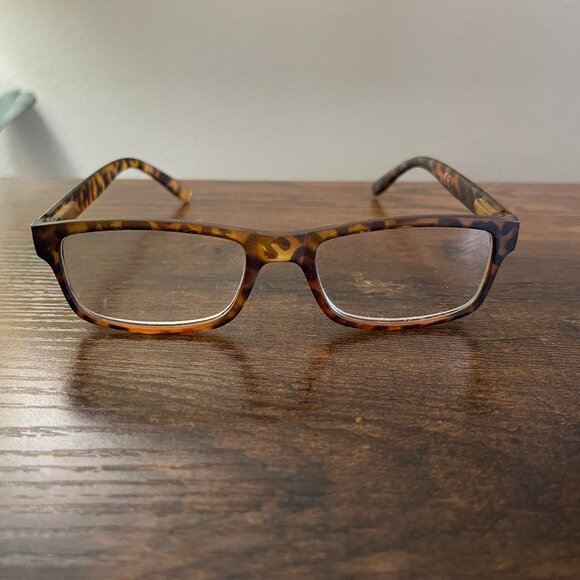 Women's Tortoise Shell Eyeglass Frames Only Rectangular Brown Plastic Full Rim - Picture 1 of 12